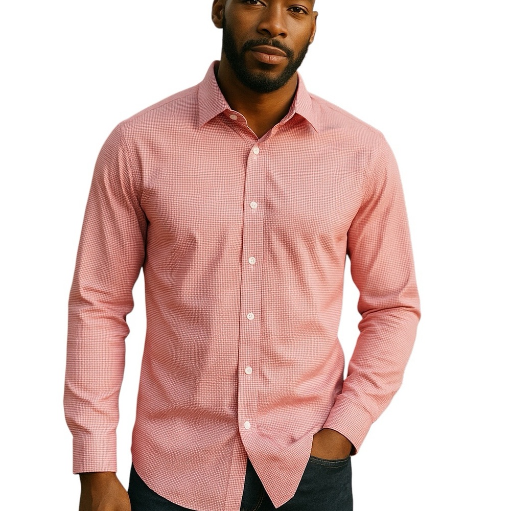 Calvin Klein Slim Fit Stretch Men's XL Pink L/S Dress Button Down Shirt Office